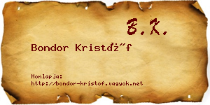 Bondor Kristóf névjegykártya