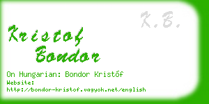kristof bondor business card